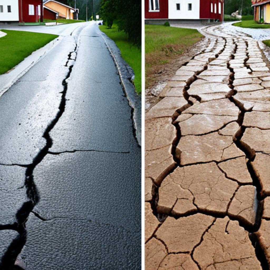 **Prompt 1: The New Water Reality in Sweden**
    A composite image illustrating the contrasting impacts of climate change on water in Sweden. On one side, a parched, cracked lawn in a typical Swedish suburban setting under a harsh sun, symbolizing drought and water scarcity. On the other side, the same Swedish street, with traditional red and white houses, partially submerged by sudden, heavy rainfall, showing flooded roads and overflowing storm drains. The overall mood is one of stark contrast and the urgent need for adaptation.