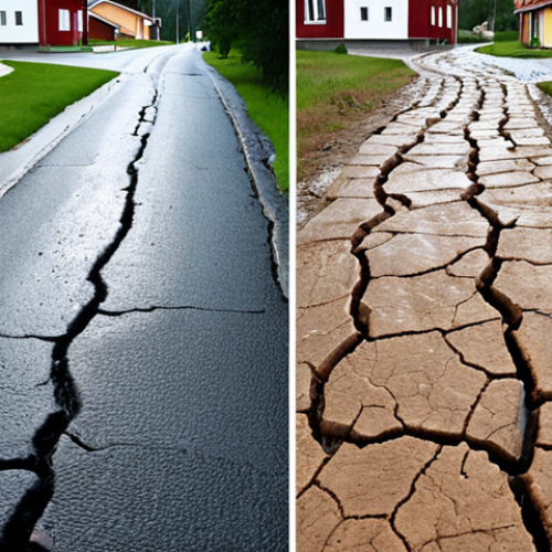 **Prompt 1: The New Water Reality in Sweden**
    A composite image illustrating the contrasting impacts of climate change on water in Sweden. On one side, a parched, cracked lawn in a typical Swedish suburban setting under a harsh sun, symbolizing drought and water scarcity. On the other side, the same Swedish street, with traditional red and white houses, partially submerged by sudden, heavy rainfall, showing flooded roads and overflowing storm drains. The overall mood is one of stark contrast and the urgent need for adaptation.